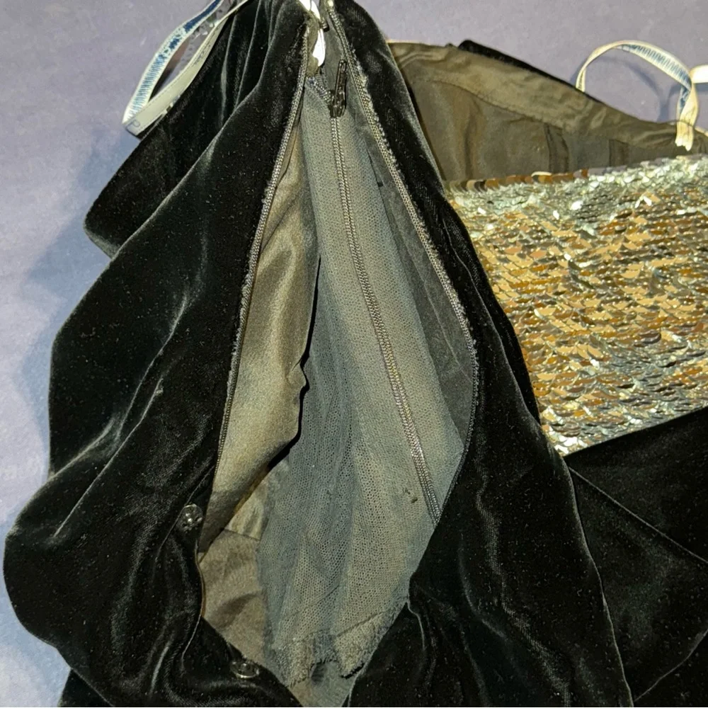 Oscar de la Renta black strapless draped velvet and sequin top / minidress - Picture 12 of 14